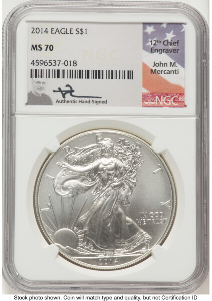2014 Silver Eagle John Mercanti 70 NGC