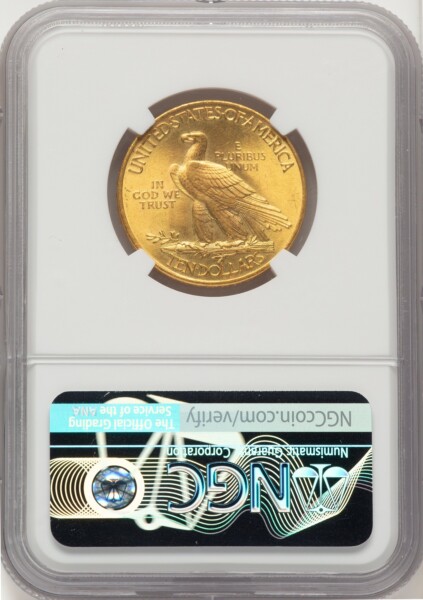 1908 $10 MOTTO 67 NGC