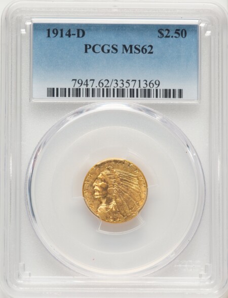 1914-D $2 1/2 Blue Gradient 62 PCGS