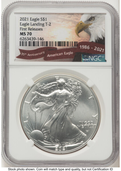 2021 Silver Eagle Type 2 FR Eagle 35th Anniversary Label 70 NGC