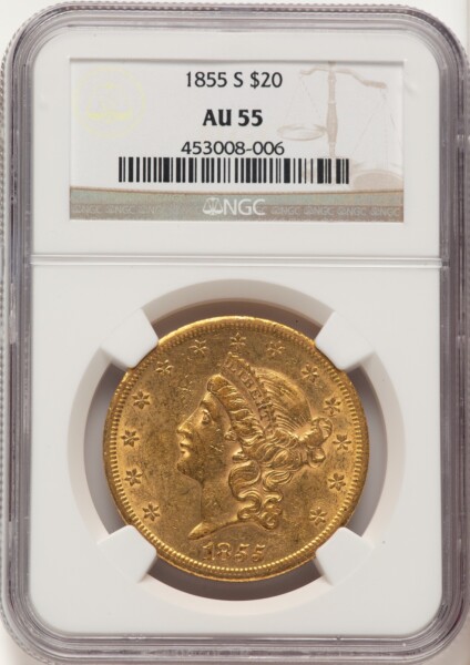 1855-S $20 55 NGC