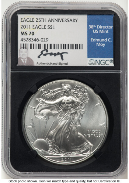 2011 Silver Eagle Ed Moy Blk Core 70 NGC