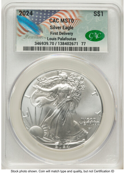 2024 Silver Eagle First Delivery Louis Palafoutas 70 CACG