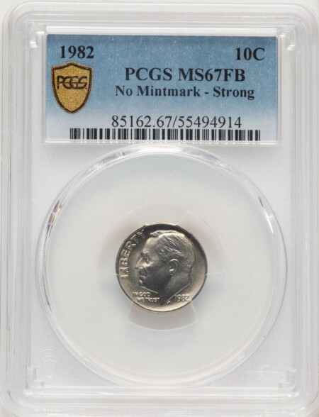 1982 10C NO P, FB PCGS Secure 67 PCGS