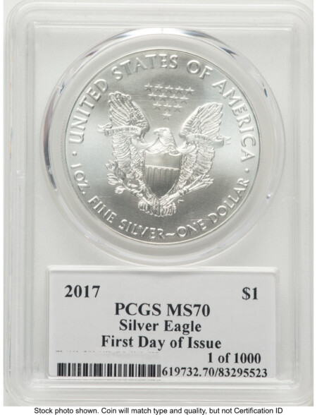 2017 Silver Eagle FDI John Mercanti 70 PCGS