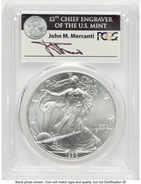 1998 Silver Eagle John Mercanti 70 PCGS