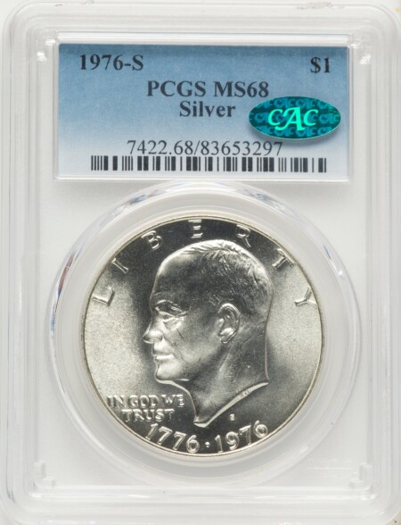 1976-S S$1 SILVER CAC 68 PCGS