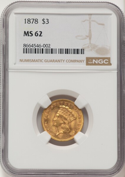 1878 $3 62 NGC