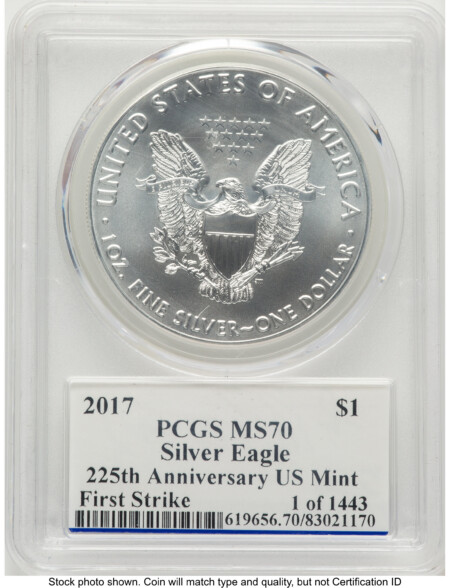 2017 Silver Eagle FS Ed Moy 225th Anniversary 70 PCGS