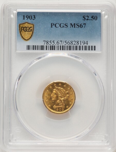 1903 $2 1/2 PCGS Secure 67 PCGS