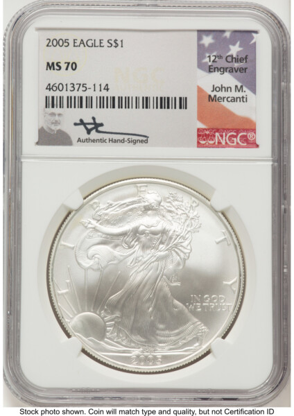 2005 Silver Eagle John Mercanti 70 NGC