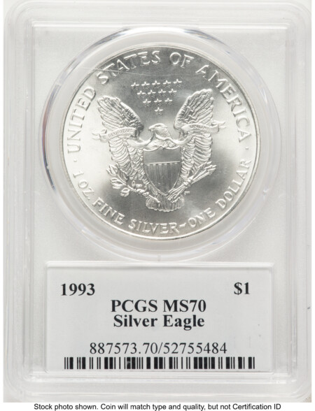 1993 Silver Eagle John Mercanti 70 PCGS