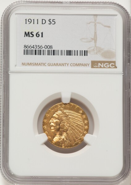 1911-D $5 61 NGC