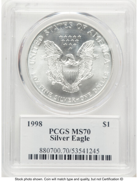 1998 Silver Eagle John Mercanti 70 PCGS