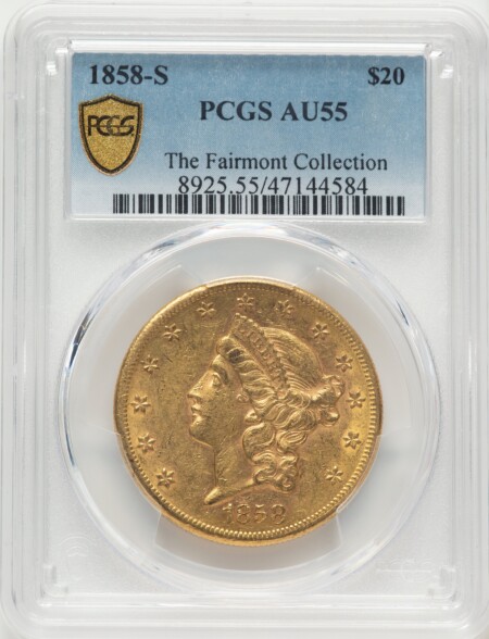 1858-S $20 PCGS Secure 55 PCGS