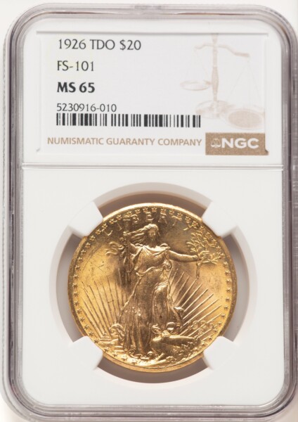 1926 $20 Tripled Die Obverse, FS-101, MS 65 NGC