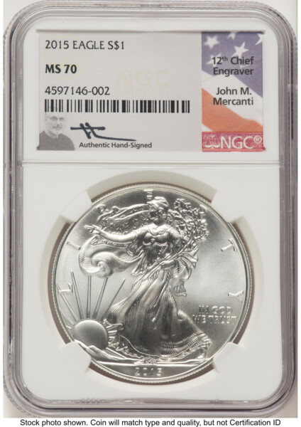 2015 Silver Eagle John Mercanti 70 NGC