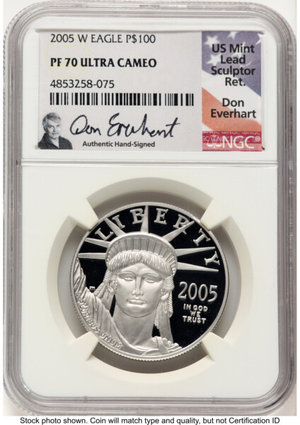 2005-W Proof Platinum Eagle 1 oz Don Everhart 70 NGC