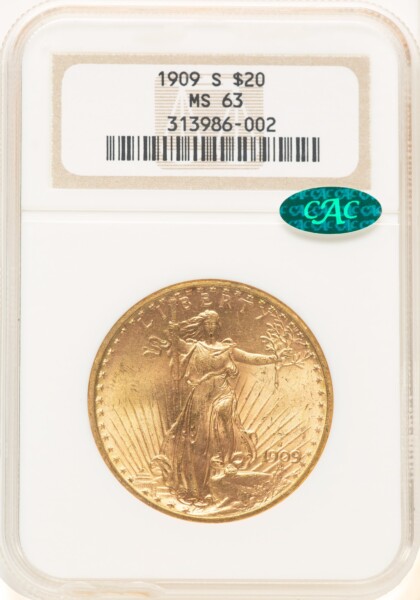 1909-S $20 CAC 63 NGC