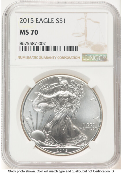 2015 Silver Eagle Brown Label 70 NGC
