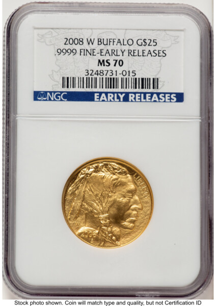 2008-W Burnished Gold Buffalo 1/2 oz ER Blue 70 NGC