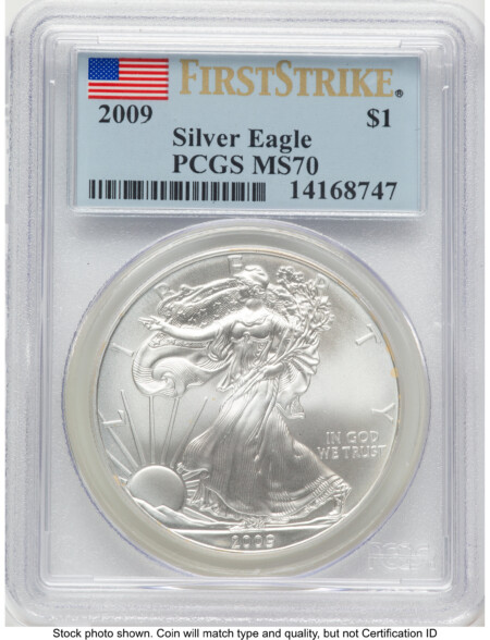 2009 Silver Eagle FS Flag 70 PCGS