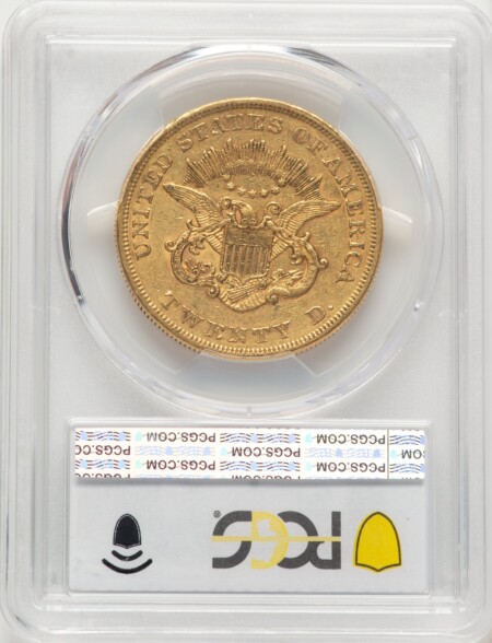 1858 $20 PCGS Secure Blue Gradient 53 PCGS
