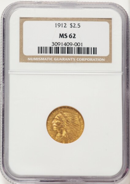 1912 $2 1/2 Brown Label 62 NGC