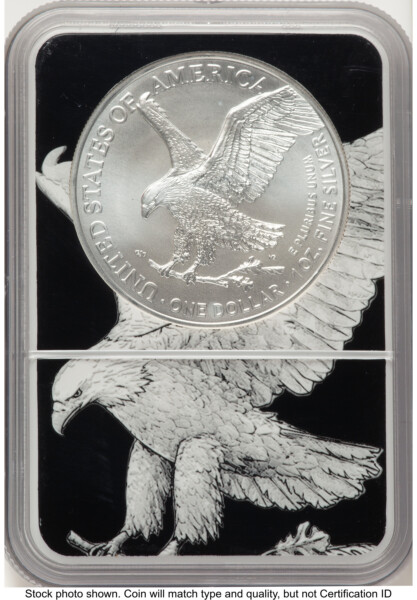 2021 Silver Eagle Type 2 Black Silver Eagle Core Overlay/Label 70 NGC
