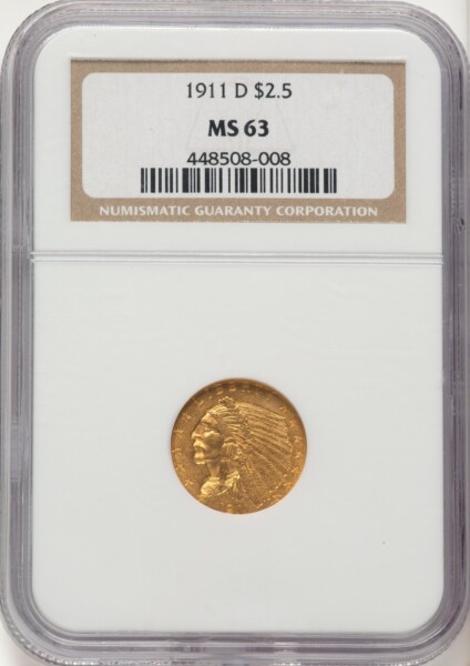 1911-D $2 1/2 63 NGC