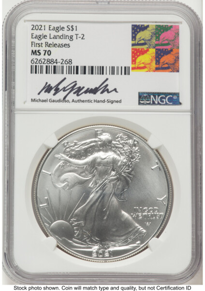 2021 Silver Eagle Type 2 FR Michael Gaudioso Eagle Art 70 NGC