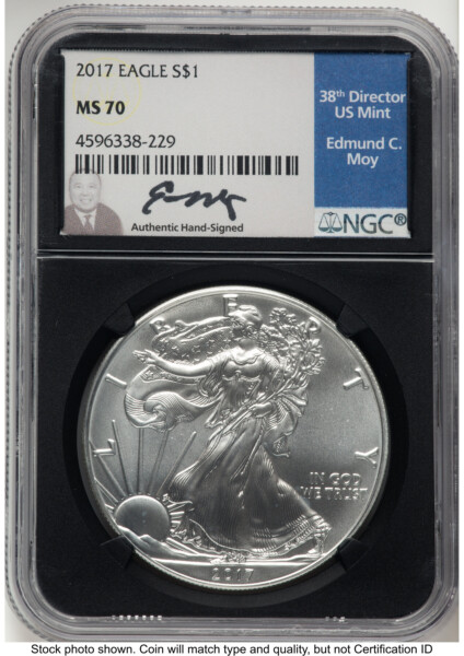 2017 Silver Eagle Ed Moy Blk Core 70 NGC