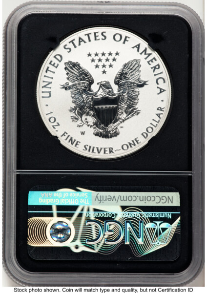 2013-W Proof Silver Eagle 1 oz ER Miles Standish Blk Core 70 NGC