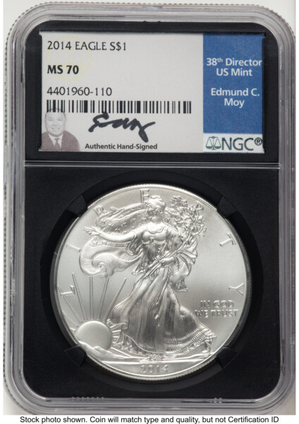 2014 Silver Eagle Ed Moy Blk Core 70 NGC