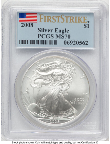 2008 Silver Eagle FS Flag 70 PCGS