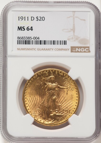 1911-D $20 64 NGC