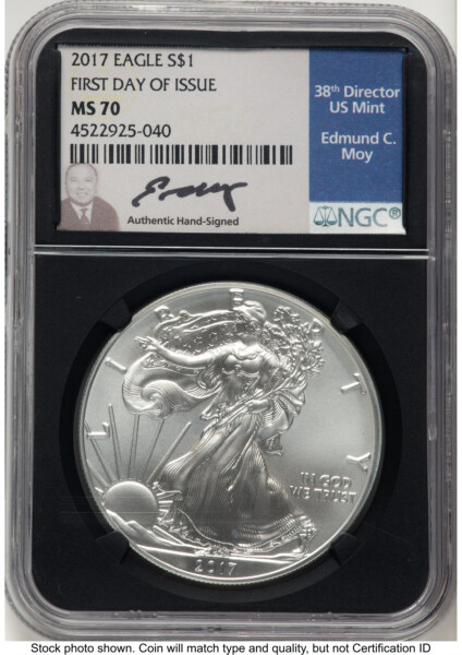 2017 Silver Eagle FDI Ed Moy Blk Core 70 NGC