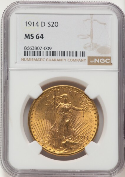 1914-D $20 64 NGC