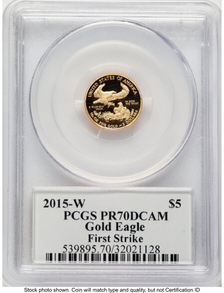 2015-W Proof Gold Eagle 1/10 oz FS Saint Gaudens Label 70 PCGS
