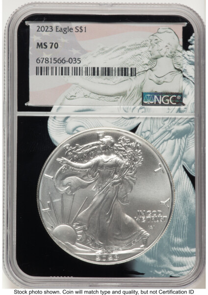 2023 Silver Eagle Black Silver Eagle Core Overlay/Label 70 NGC