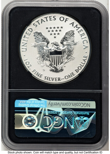 2019-S Enhanced Reverse Proof Silver Eagle 1 oz FDI 1ST Blk Core 70 NGC