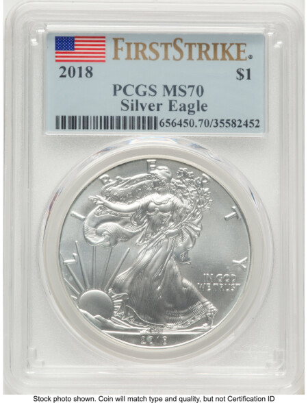 2018 Silver Eagle FS Flag 70 PCGS