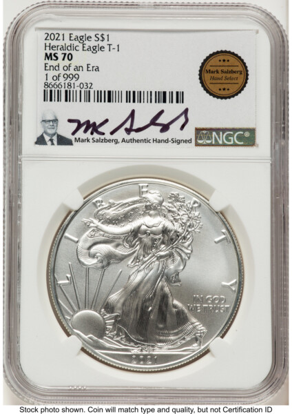 2021 Silver Eagle Type 1 Mark Salzberg Hand Select Label 70 NGC