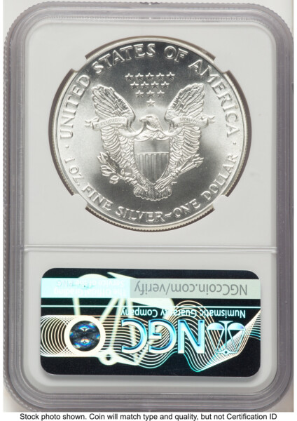 1986-(S) Silver Eagle Early Production Miles Standish Coin World's Top 10 Most Influential Label 70 NGC