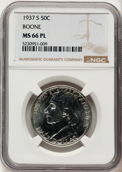 BOONE 50C 1937-S, PL 66 NGC