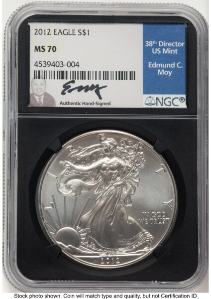 2012 Silver Eagle Ed Moy Blk Core 70 NGC