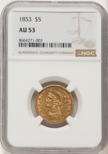 1853 $5 53 NGC