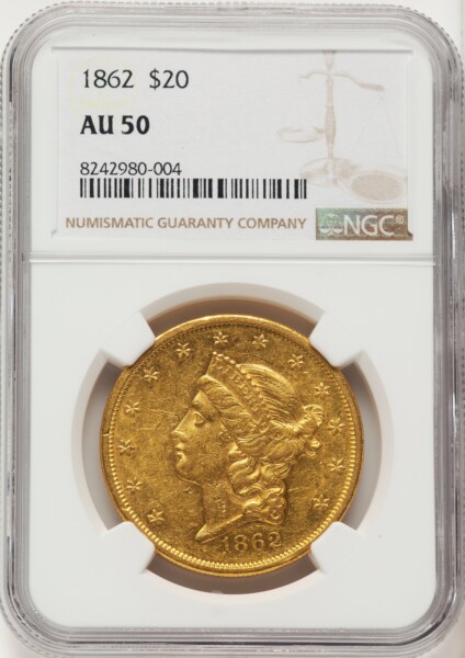 1862 $20 Brown Label 50 NGC