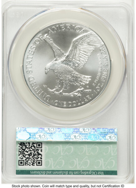 2026 Silver Eagle First Delivery Flag Label 70 CACG