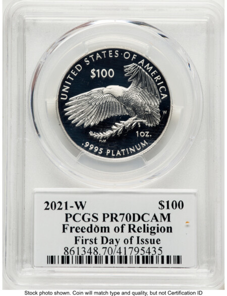 2021-W Proof Platinum Eagle 1 oz FDI John Mercanti 70 PCGS